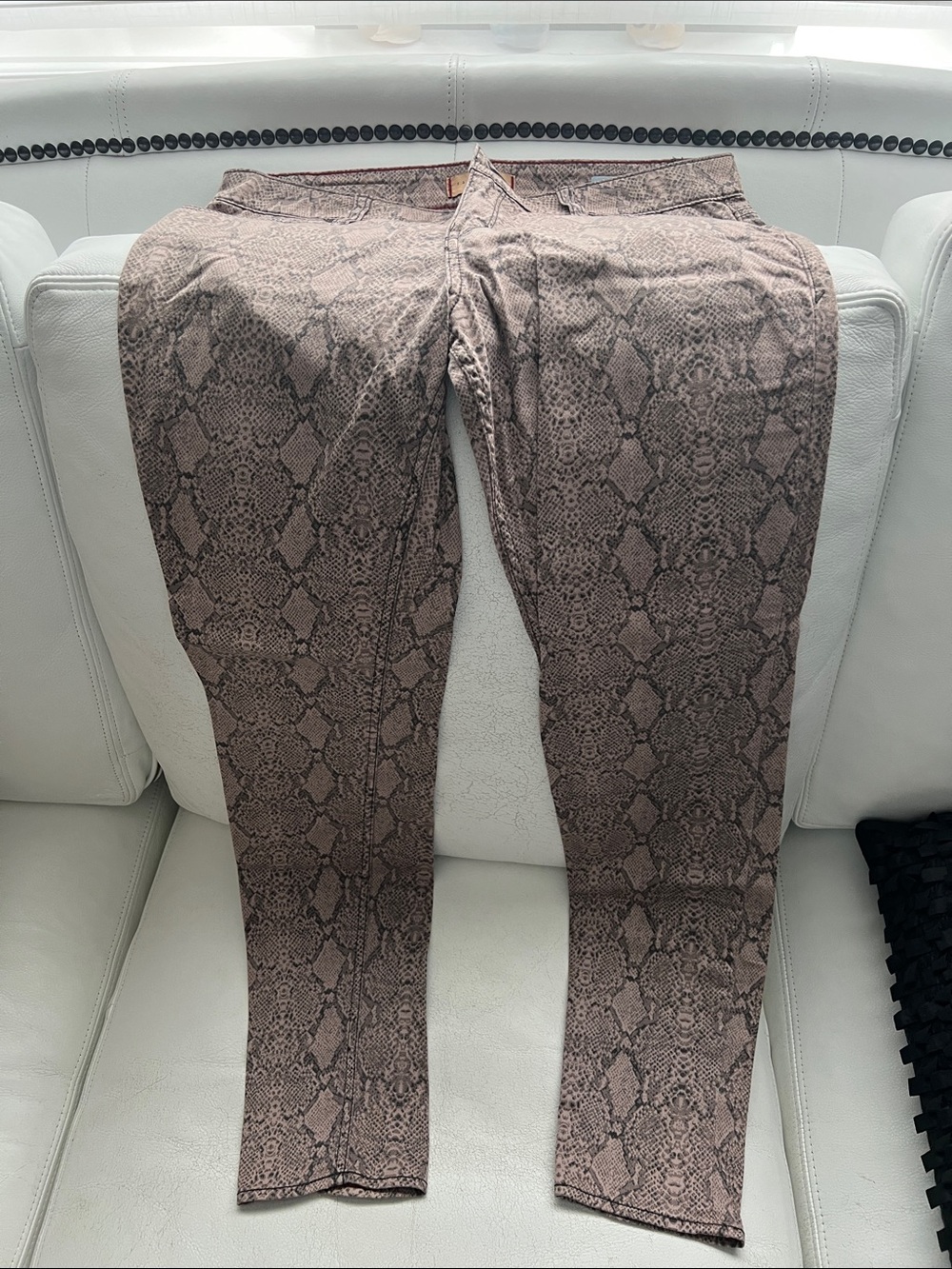 Sanctuary Pinkish Brown Snake-Print Skinny Jeans